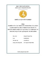 Khóa luận tốt nghiệp Quản trị kinh doanh: Nghiên cứu các nhân tố ảnh hưởng của chất lượng dịch vụ đến ý định tái sử dụng và truyền miệng điện tử tại Công ty TNHH Đầu tư Thương mại và Du lịch Quốc tế Hòa Bình