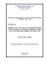 Đề tài nghiên cứu khoa học cấp Cơ sở: Nghiên cứu các yếu tố ảnh hưởng đến công bố báo cáo trách nhiệm của các doanh nghiệp tại Việt Nam