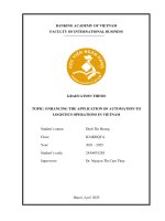 Khóa luận tốt nghiệp Kinh doanh quốc tế: Enhancing the application of automation to Logistics operations in Vietnam