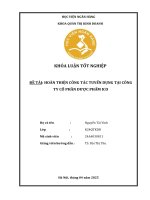 Khóa luận tốt nghiệp Quản trị kinh doanh: Hoàn thiện công tác tuyển dụng tại Công ty Cổ phần Dược phẩm ICO