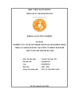 Khóa luận tốt nghiệp Quản trị kinh doanh: Nghiên cứu về quyết định tham gia bảo hiểm nhân thọ của khách hàng tại Công ty BHNT Dai-ichi Việt Nam chi nhánh Hà Nội