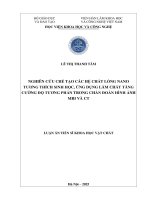 Nghiên cứu chế tạo các hệ chất lỏng nano tương thích sinh học, Ứng dụng làm chất tăng cường Độ tương phản trong chẩn Đoán hình Ảnh mri và ct