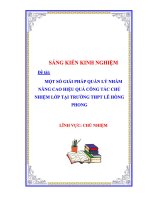 Một số giải pháp quản lý nhằm nâng cao hiệu quả công tác chủ nhiệm lớp tại trường thpt