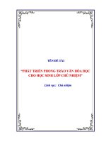 Phát triển phong trào văn hóa Đọc cho học sinh lớp chủ nhiệm trường thpt