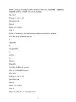 Đáp Án trắc nghiệm giao thoa văn hóa anh mỹ   Đại học thành Đông   soạn ngày 21 10 2025