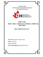 IUH - BÁO CÁO THỰC HÀNH QUÁ TRÌNH & THIẾT BỊ HÓA HỌC - BÀI: THỜI GIAN LƯU