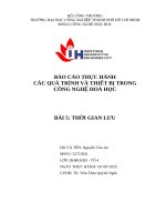 IUH - BÁO CÁO THỰC HÀNH CÁC QUÁ TRÌNH VÀ THIẾT BỊ TRONG CÔNG NGHỆ HOÁ HỌC - THỜI GIAN LƯU