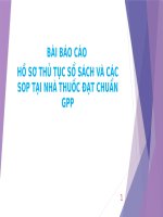 Tiểu luận - đề tài - HỒ SƠ THỦ TỤC SỔ SÁCH VÀ CÁC SOP TẠI NHÀ THUỐC ĐẠT CHUẨN GPP