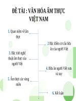 Tiểu luận - môn - cơ sở văn hóa việt nam  - đề tài - VĂN HÓA ẨM THỰC VIỆT NAM