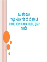 Tiểu luận - đề tài - THỰC HÀNH TỐT CỞ SỞ BÁN LẺ THUỐC ĐỐI VỚI NHÀ THUỐC, QUẦY THUỐC