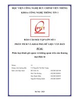 Báo cáo bài tập lớn số 1 phân tích và khai phá dữ liệu văn bản Đề tài phân loại Đánh giá spam và không spam trên sàn thương mại Điện tử