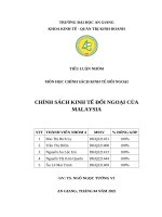 Tiểu luận nhóm môn học chính sách kinh tế Đối ngoại chính sách kinh tế Đối ngoại của malaysia