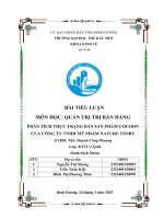 Quản trị trị bán hàng phân tích thực trạng bán sản phẩm cocoon của công ty tnhh mỹ phẩm nature story