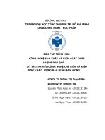 Đề tài tìm hiểu công nghệ chế biến và kiểm soát chất lượng rau quả lạnh Đông