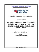 Giáo dục sức khỏe cho cộng Đồng hiểu về giá trị dinh dưỡng của thực phẩm về nhóm không sinh năng lượng