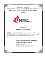 IUH - TIỂU LUẬN HÓA SINH HỌC - NƯỚC VÀ TƯƠNG TÁC CỦA NƯỚC VỚI 3 THÀNH PHẦN CĂN BẢN (PROTEIN, CARBONHYDRATE, LIPID). TÁC DỤNG HOẠT ĐỘ CỦA NƯỚC VÀ TÁC DỤNG BẢO QUẢN SẢN PHẨM