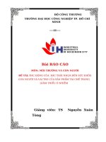 IUH - BÁO CÁO MÔI TRƯỜNG VÀ CON NGƯỜI - ĐỀ TÀI: TÁC ĐỘNG CỦA  RÁC THẢI NHỰA ĐẾN SỨC KHỎE CON NGƯỜI VÀ VAI TRÒ CỦA SẢN PHẨM TÁI CHẾ TRONG GIẢM THIỂU Ô NHIỄM