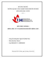 IUH - BÀI THỰC HÀNH 2 - MÔN: ĐẦU TƯ VÀ KINH DOANH BẤT ĐỘNG SẢN
