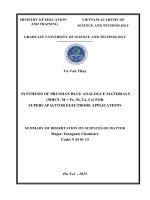 Tóm tắt tiếng anh ghiên cứu tổng hợp vật liệu họ prussian blue (mhcf, m = fe, ni, co, ce) Định hướng Ứng dụng làm Điện cực cho siêu tụ Điện
