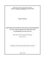 Tóm tắt luận Án (tiếng anh) tổ chức dạy học phần sinh thái học và môi trường – sinh học 12 gắn với các khu bảo tồn thiên nhiên tại Địa phương