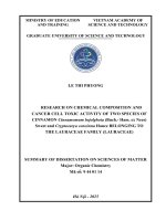 Tóm tắt tiếng anh nghiên cứu thành phần hóa học và hoạt tính gây Độc tế bào ung thư của hai loài quế hương cinnamomum bejolghota (buch   ham  ex nees) sweet