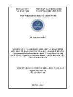 Tóm tắt nghiên cứu thành phần hóa học và hoạt tính gây Độc tế bào ung thư của hai loài quế hương cinnamomum bejolghota (buch   ham  ex nees) sweet