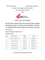 IUH - KHÓA LUẬN TỐT NGHIỆP - HOÀN THIỆN CÔNG TÁC KẾ TOÁN CÔNG NỢ PHẢI THU KHÁCH HÀNG VÀ PHẢI TRẢ NGƯỜI BÁN TẠI CÔNG TY TNHH THƯƠNG MẠI VÀ DỊCH VỤ KỸ THUẬT TÂN HOA