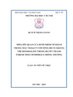 Mối liên quan của dưới nhóm tế bào b trong máu ngoại vi với nồng Độ tự kháng thể desmoglein trong huyết thanh Ở bệnh nhân pemphigus thông thường