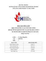 IUH - BÁO CÁO TIỂU LUẬN DINH DƯỠNG VÀ AN TOÀN THỰC PHẨM - Mối liên hệ giữa kiến thức về an toàn thực phẩm và hành vi lựa chọn thực phẩm của người tiêu dùng tại các chợ truyền thống ở Việt Nam