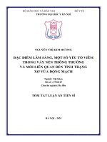 Tóm tắt Đặc Điểm lâm sàng, một số yếu tố viêm trong vảy nến thông thường và mối liên quan Đến tình trạng xơ vữa Động mạch