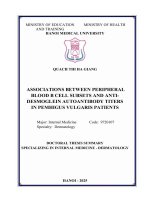 Tóm tắt luận Án tiếng anh mối liên quan của dưới nhóm tế bào b trong máu ngoại vi với nồng Độ tự kháng thể desmoglein trong huyết thanh Ở bệnh nhân pemphigus thông thường