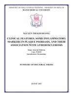 Tóm tắt la tiếng anh Đặc Điểm lâm sàng, một số yếu tố viêm trong vảy nến thông thường và mối liên quan Đến tình trạng xơ vữa Động mạch