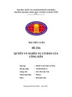 Tiểu luận Đề tài quyền và nghĩa vụ cơ bản của công dân