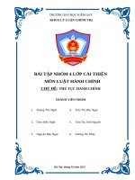 Bài tập nhóm 4 lớp cải thiện môn luật hành chính chủ Đề thủ tục hành chính
