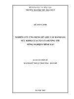 Nghiên cứu Ứng dụng dữ liệu uav Đánh giá sức khỏe của cây lúa hướng tới nông nghiệp chính xác