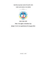 Bài tập lớn môn chủ nghĩa xã hội khoa học Đề tài vai trò của người phụ nữ trong gia Đình