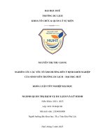 Nghiên cứu các yếu tố Ảnh hưởng Đến Ý Định khởi nghiệp của sinh viên trường du lịch  Đại học huế