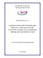 Lãnh Đạo chuyển Đổi Ảnh hưởng Đến Động lực và kết quả làm việc của người lao Động tại các bệnh viện trên Đia bàn thành phố cần thơ