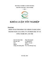 Phân tích tình hình tài chính và khả năng thanh toán của công ty cổ phần Đầu tư và công nghệ hvc, hà nội