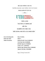 Tiểu luận nguyên lý thống kê Đề tài nghiên cứu nhu cầu tiêu dùng trà sữa của sinh viên