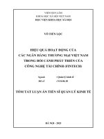 Tóm tắt hiệu quả hoạt Động của các ngân hàng thương mại việt nam trong bối cảnh phát triển của công nghệ tài chính (fintech)