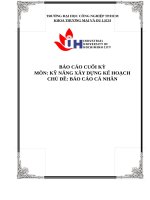 Môn kỹ năng xây dựng kế hoạch chủ Đề báo cáo cá nhân