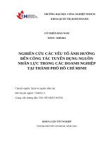 Nghiên cứu các yếu tố Ảnh hưởng Đến công tác tuyển dụng nguồn nhân lực trong các doanh nghiệp tại thành phố hồ chí minh