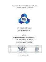 Bài tập lớn môn học xác suất thống kê Đề tài dự Đoán thời gian hỏng Động cơ