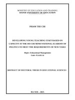 Tóm tắt tiếng anh phát triển Đội ngũ giảng viên trẻ dựa vào năng lực tại học viện chính trị quốc gia hồ chí minh Đáp Ứng yêu cầu nhiệm vụ mới