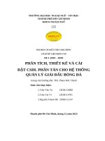 Phân tích, thiết kế và cài Đặt csdl phân tán cho hệ thống quản lý giải Đấu bóng Đá