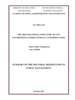 Tóm Tắt Tiếng Anh TỔ CHỨC BỘ MÁY CHÍNH QUYỀN THÀNH PHỐ THUỘC THÀNH PHỐ TRỰC THUỘC TRUNG ƯƠNG