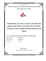 ẢNH HƯỞNG CỦA ÁP LỰC HỌC TẬP ĐẾN SỨC KHỎE TINH THẦN CỦA SINH VIÊN TRƯỜNG ĐẠI HỌC CÔNG NGHIỆP THÀNH PHỐ HỒ CHÍ MINH
