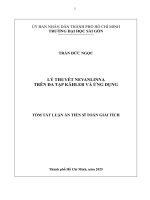 tóm tắt LÝ THUYẾT NEVANLINNA TRÊN ĐA TẠP KÄHLER VÀ ỨNG DỤNG