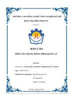 Báo cáo môn xây dựng phần mềm quản lý  tên báo cáo xây dựng chương trình quản lý kho